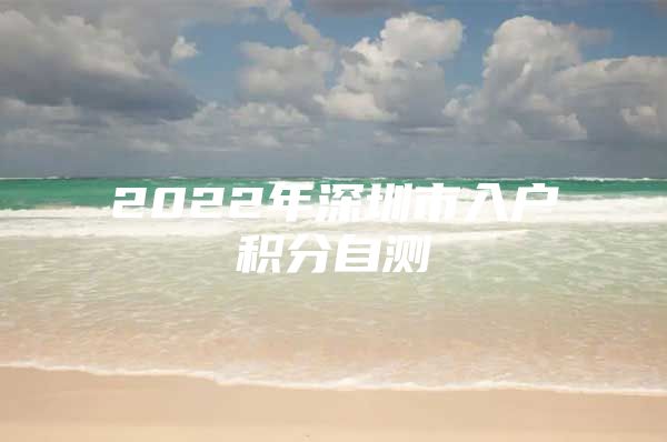 2022年深圳市入户积分自测